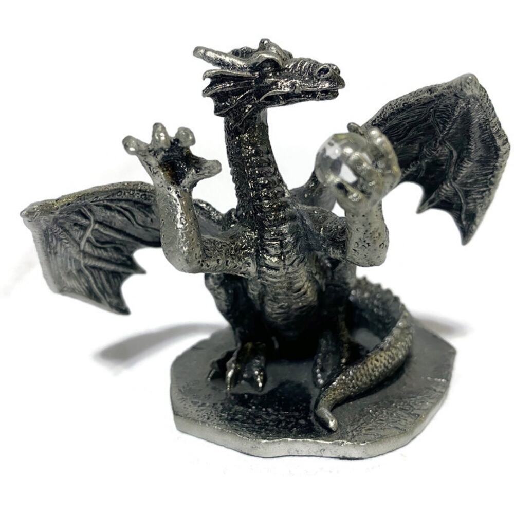 Excalibur Casino Pewter Dragon With Crystal Ball 3 Inches Tall